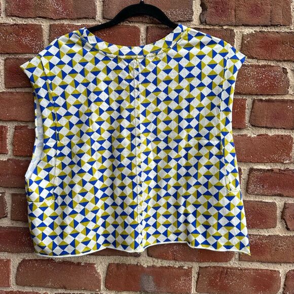 Free People FP Movement Trippy Geo Blue Printed Muscle Tank Cropped Active Top S - Picture 9 of 9